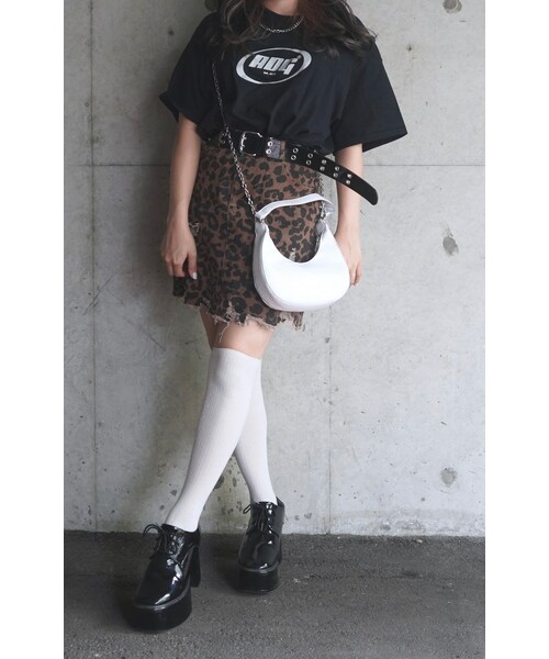 A.D.G（エーディージー）の「Point Crash Leopard Mini Skirt (brown)（デニムスカート・レディース・ブラウン・FREE）」の3枚目の写真