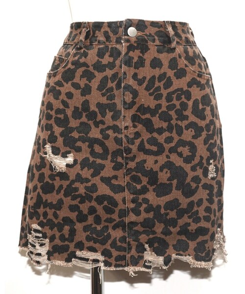 A.D.G（エーディージー）の「Point Crash Leopard Mini Skirt (brown)（デニムスカート・レディース・ブラウン・FREE）」の6枚目の写真