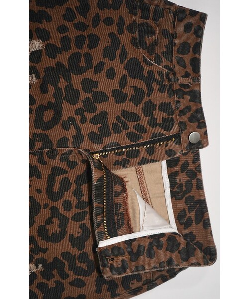 A.D.G（エーディージー）の「Point Crash Leopard Mini Skirt (brown)（デニムスカート・レディース・ブラウン・FREE）」の7枚目の写真