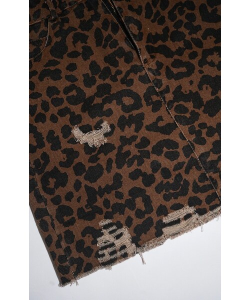 A.D.G（エーディージー）の「Point Crash Leopard Mini Skirt (brown)（デニムスカート・レディース・ブラウン・FREE）」の8枚目の写真