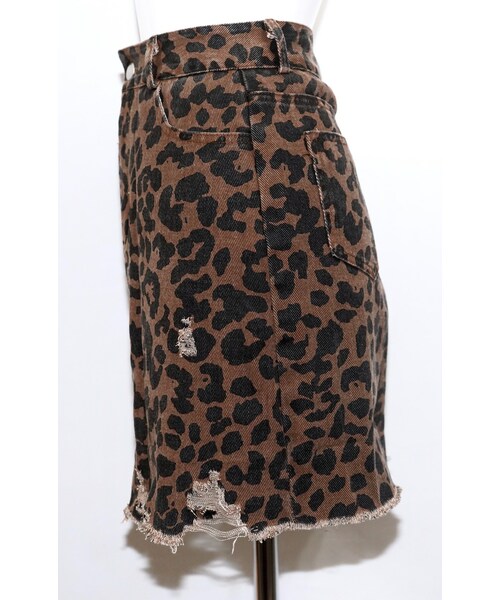 A.D.G（エーディージー）の「Point Crash Leopard Mini Skirt (brown)（デニムスカート・レディース・ブラウン・FREE）」の9枚目の写真