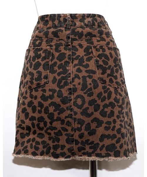 A.D.G（エーディージー）の「Point Crash Leopard Mini Skirt (brown)（デニムスカート・レディース・ブラウン・FREE）」の10枚目の写真