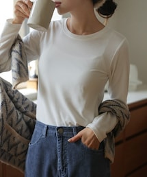 EVERY NANA（エブリナナ）の「裏起毛もちっと無地カットソー（Tシャツ/カットソー）」
