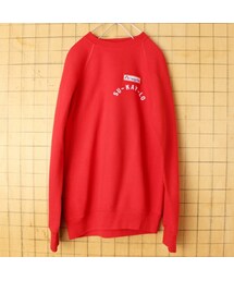 80s 90s USA製 BASSETT-WALKER Camp Fire スウェット レッド メンズM ワッペン アメリカ古着