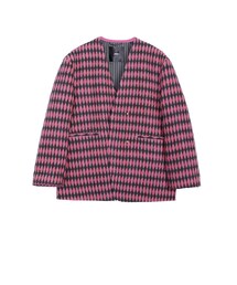 Vague Diamond-patten V-neck Wool-blend Jacket