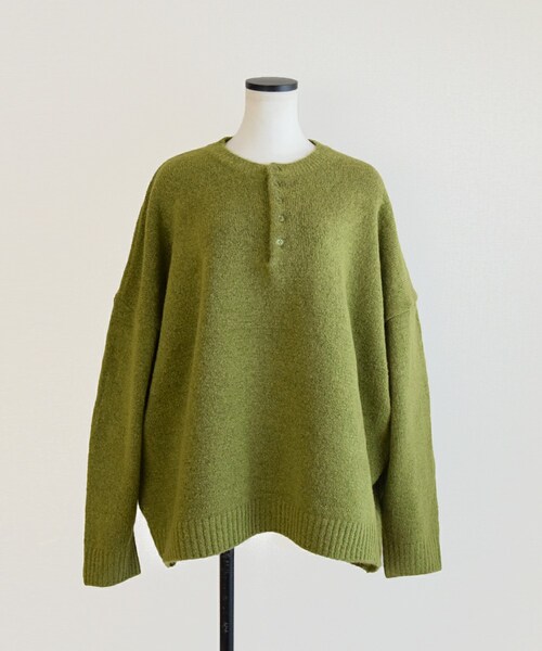 Marient（マリエント）の「ヘンリーネックニットPO（ニット/セーター・レディース・ホワイト/グリーン/グレー/ブラック・FREE）」の4枚目の写真