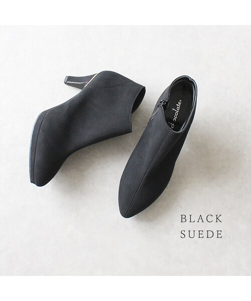 Shoe Fantasy(シューファンタジー)の「日本製 アーモンドトゥ ショートブーツ(ブーツ・レディース・ブラックスムース/ブラックスエード/オークスエード・S/M/L/LL)」の2枚目の写真