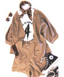 A.D.G | Linen Tops&Belted Pants 2P SET UP（beige）(セットアップ)