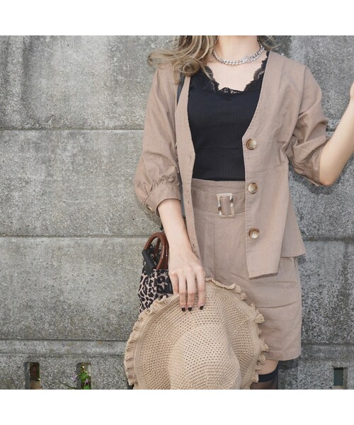 A.D.G(エーディージー)の「Linen Tops&Belted Pants 2P SET UP(beige)(セットアップ・レディース・ベージュ・FREE)」の3枚目の写真
