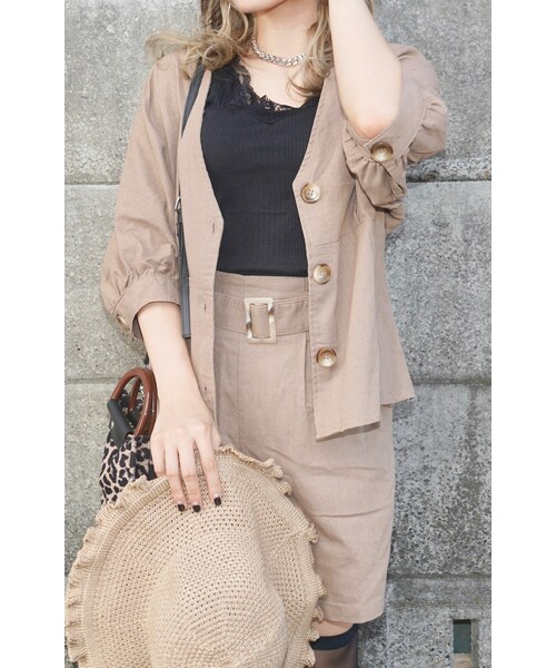 A.D.G(エーディージー)の「Linen Tops&Belted Pants 2P SET UP(beige)(セットアップ・レディース・ベージュ・FREE)」の4枚目の写真