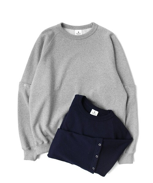 BAMBOO SHOOTS（バンブーシュート）の「BAMBOO SHOOTS DETACHABLE SLEEVE CREWNECK SWEAT SHIRT（スウェット・メンズ・グレー/ブルー・M/L）」の2枚目の写真