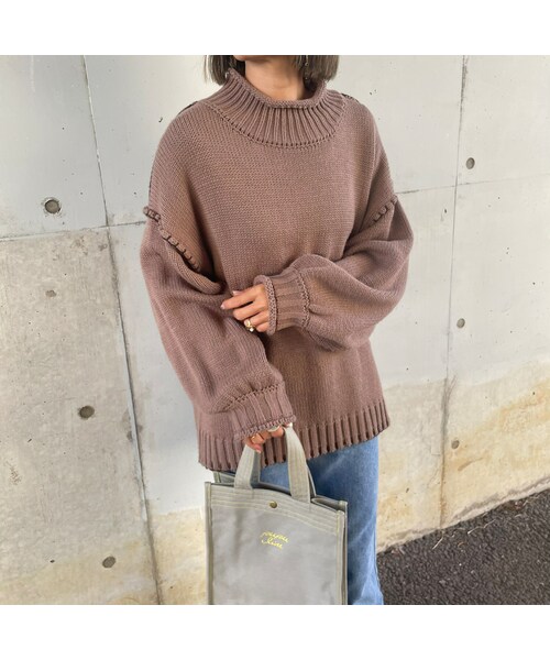copine（コピン）の「ハンドステッチニット(モカ)（ニット/セーター・レディース・モカ・F）」の2枚目の写真