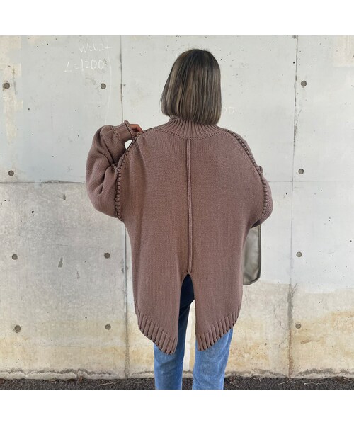 copine（コピン）の「ハンドステッチニット(モカ)（ニット/セーター・レディース・モカ・F）」の3枚目の写真