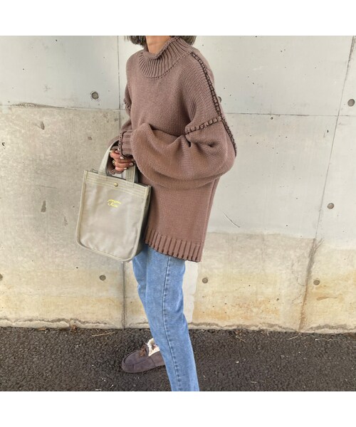 copine（コピン）の「ハンドステッチニット(モカ)（ニット/セーター・レディース・モカ・F）」の4枚目の写真