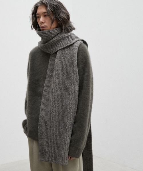 LIDNM（リドム）の「WOOL MOHAIR MELANGE STOLE（ストール/ショール・メンズ・グレー・F）」の3枚目の写真