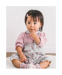 SLAP SLIP BABY | 【 お揃い 】 襟 花柄 切り替え スモッキング ロンパース ベビー (60~80cm)(ロンパース)