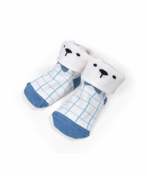 SLAP SLIP BABY(スラップスリップベビー)の「うさぎ くま アニマル フェイス 花柄 チェック 靴下 ベビー (9~12cm)(ソックス/靴下・キッズ・ベージュ/ブルー/ピンク/ホワイト・ワンサイズ)」の3枚目の写真