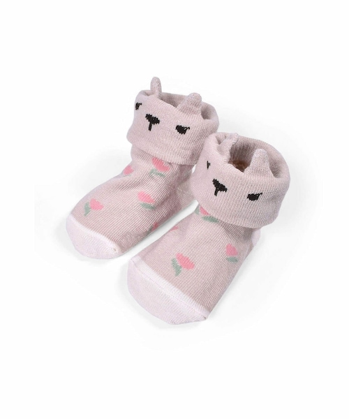 SLAP SLIP BABY(スラップスリップベビー)の「うさぎ くま アニマル フェイス 花柄 チェック 靴下 ベビー (9~12cm)(ソックス/靴下・キッズ・ベージュ/ブルー/ピンク/ホワイト・ワンサイズ)」の4枚目の写真