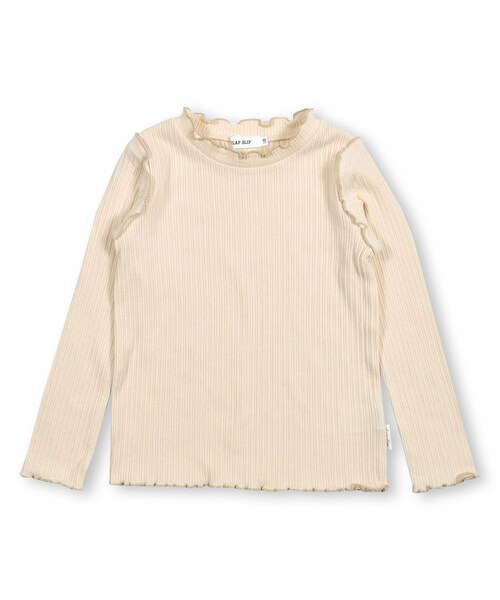 SLAP SLIP(スラップスリップ)の「配色 メロウ フリル テレコ Tシャツ (80~130cm)(Tシャツ/カットソー・キッズ・ホワイト/ブラック/ピンク・110)」の1枚目の写真