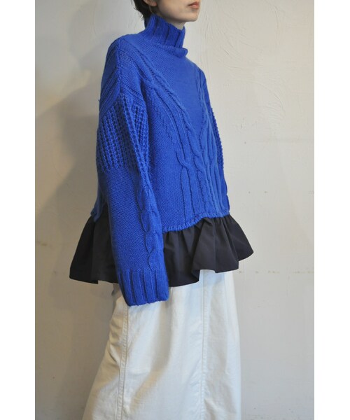MARECHAL TERRE（マルシャルテル）の「ケーブルニット（ニット/セーター・レディース・ホワイト/ブルー/ブラック・one）」の3枚目の写真