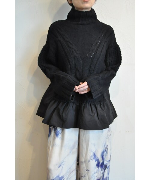 MARECHAL TERRE（マルシャルテル）の「ケーブルニット（ニット/セーター・レディース・ホワイト/ブルー/ブラック・one）」の2枚目の写真