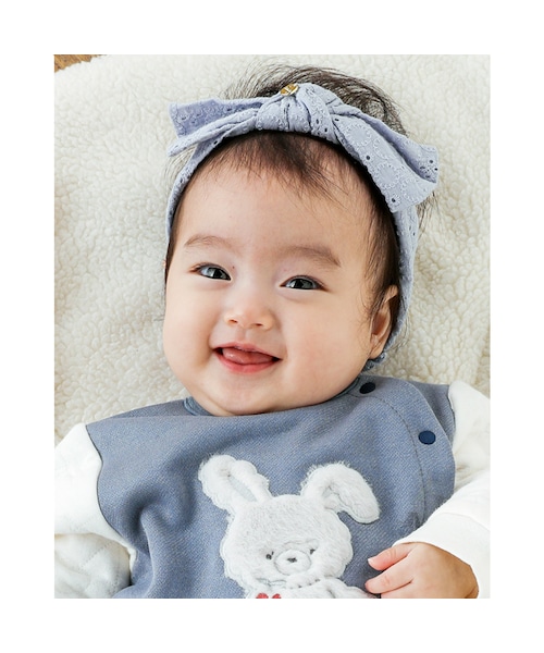 SLAP SLIP BABY（スラップスリップベビー）の「花 レース リボン コットン ヘアバンド ベビー（ヘアバンド・キッズ・ピンク/ブルー・ワンサイズ）」の2枚目の写真