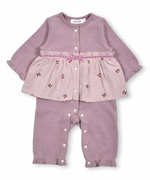 SLAP SLIP BABY（スラップスリップベビー）の「【 お揃い 】 チェリー プリント フリル リボン ロンパース ベビー (60~80cm)（ロンパース・キッズ・ホワイト/ピンク・70）」の2枚目の写真
