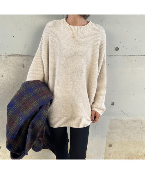 copine(コピン)の「フェザーヤーン長袖ニット(2color)(ニット/セーター・レディース・アイボリー/ブラック・F)」の1枚目の写真