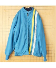 --（--）の「70s 80s USA製 ボアライナー ナイロン レーシング ジャケット ライトブルー メンズML相当 アメリカ古着（ナイロンジャケット・メンズ）」