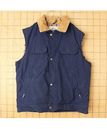 WOOLRICH | 70s 80s USA製 Woolrich ウールリッチ 中綿 ベスト メンズL ネイビー コーデュロイ アウトドア アメリカ古着(ベスト)
