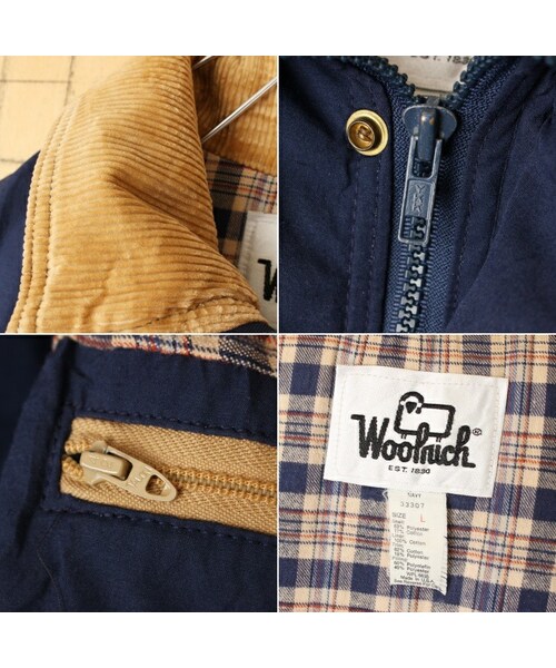 WOOLRICH（ウールリッチ）の「70s 80s USA製 Woolrich ウールリッチ 中綿 ベスト メンズL ネイビー コーデュロイ アウトドア アメリカ古着（ベスト・レディース・ブルー・L）」の2枚目の写真