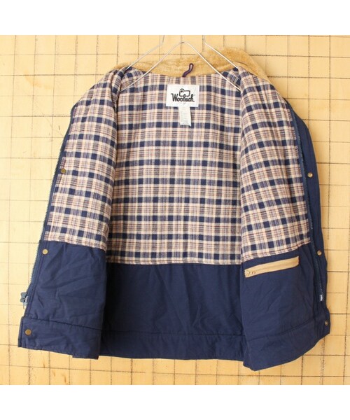 WOOLRICH（ウールリッチ）の「70s 80s USA製 Woolrich ウールリッチ 中綿 ベスト メンズL ネイビー コーデュロイ アウトドア アメリカ古着（ベスト・レディース・ブルー・L）」の3枚目の写真