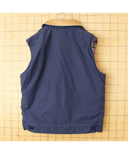 WOOLRICH（ウールリッチ）の「70s 80s USA製 Woolrich ウールリッチ 中綿 ベスト メンズL ネイビー コーデュロイ アウトドア アメリカ古着（ベスト・レディース・ブルー・L）」の4枚目の写真