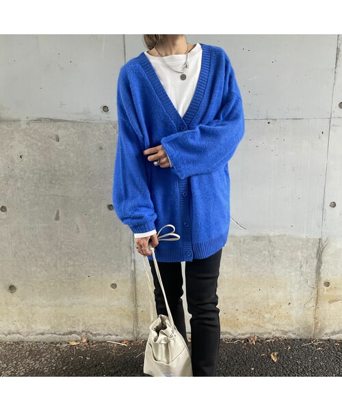 copine(コピン)の「フェザーヤーン2WAYカーディガン(3color)(カーディガン/ボレロ・レディース・ブルー/オレンジ/ブラック・F)」の1枚目の写真
