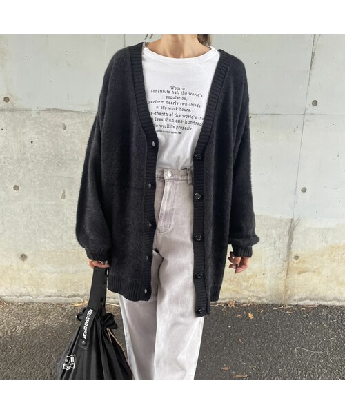 copine(コピン)の「フェザーヤーン2WAYカーディガン(3color)(カーディガン/ボレロ・レディース・ブルー/オレンジ/ブラック・F)」の2枚目の写真
