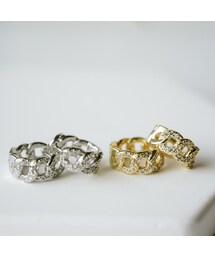 Ops. | フープピアス 小さめ ジルコニア KYKLOS-CHAIN HOOP PIERCE -キクロス チェーン-(ピアス（両耳用）)