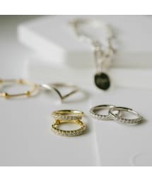 Ops. | フープピアス 小さめ ジルコニア KYKLOS-STR CV PAVE HOOP PIERCE -キクロス ストレート-(ピアス（両耳用）)