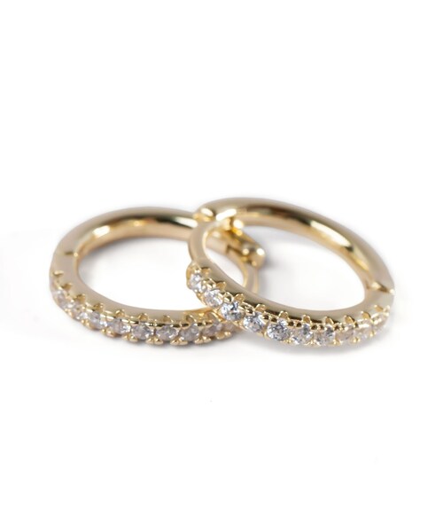Ops.（オプス）の「フープピアス 小さめ ジルコニア KYKLOS-STR CV PAVE HOOP PIERCE -キクロス ストレート-（ピアス（両耳用）・レディース・シルバー/ゴールド・ONE SIZE）」の20枚目の写真