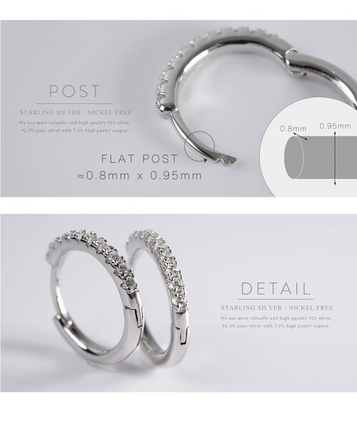 Ops.（オプス）の「フープピアス 小さめ ジルコニア KYKLOS-STR CV PAVE HOOP PIERCE -キクロス ストレート-（ピアス（両耳用）・レディース・シルバー/ゴールド・ONE SIZE）」の12枚目の写真