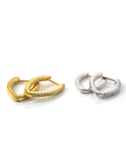 Ops.（オプス）の「フープピアス ジルコニア キラキラ V字シェイプ KYKLOS-WEG HOOP PIERCE -キクロス ウェッジ-（ピアス（両耳用）・レディース・シルバー/ゴールド・ONE SIZE）」の19枚目の写真