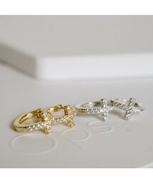 Ops. | フープピアス 小さめ ジルコニア クロス KYKLOS-CROS CV PAVE HOOP PIERCE -キクロス クロス-(ピアス（両耳用）)