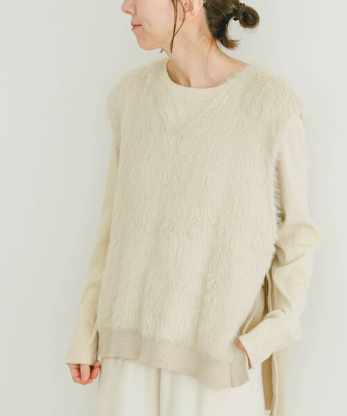 ITEMS URBANRESEARCH（アイテムズ アーバンリサーチ）の「フロントシャギーベスト（ベスト・レディース・L.BEG/BLK/BEG・FREE）」の18枚目の写真