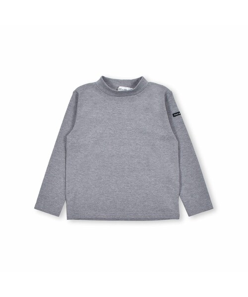 Noeil aime BeBe(ノイユエイムベベ)の「テレコ起毛 タートルネック シンプル 長袖 Tシャツ (80~130cm)(Tシャツ/カットソー・キッズ・グレー/ホワイト・110)」の1枚目の写真