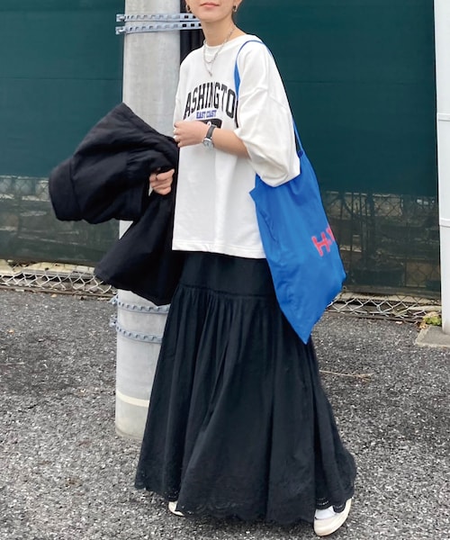 CORNERS by KR（コーナーズバイケーアール）の「CORNERS by KR コットンレーススカート（スカート・レディース・ホワイト/ブラック・M）」の2枚目の写真