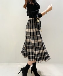 DHOLIC | チェック柄フレアロングスカート(スカート)