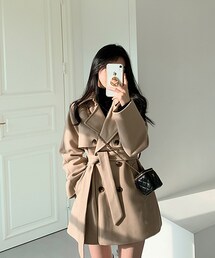 DHOLIC | ストラップ付キルト裏地ダブルコート(その他アウター)