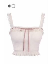 Bobon21 | テープリボンラインニットキャミトップス-全３色-(キャミソール)