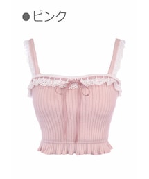 Bobon21 | テープリボンラインニットキャミトップス-全3色-(キャミソール)