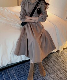 DHOLIC | 裏起毛フレアパーカーワンピース(ワンピース)