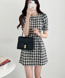 DHOLIC | ウール混ウエストタックチェックワンピース(ワンピース)